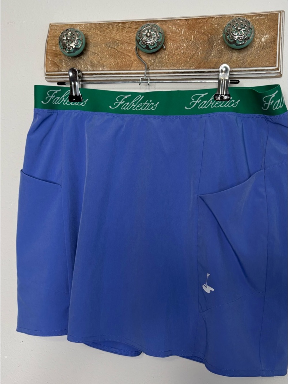 Fabletics Periwinkle Athletic Skort with Green Logo Waistband - Picture 5 of 8